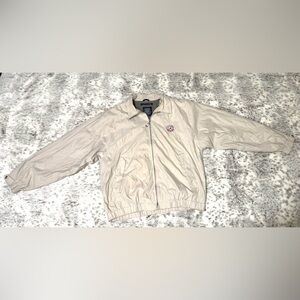 Devon & Jones Men’s Light Cream Zip Jacket with Embroidered Logo